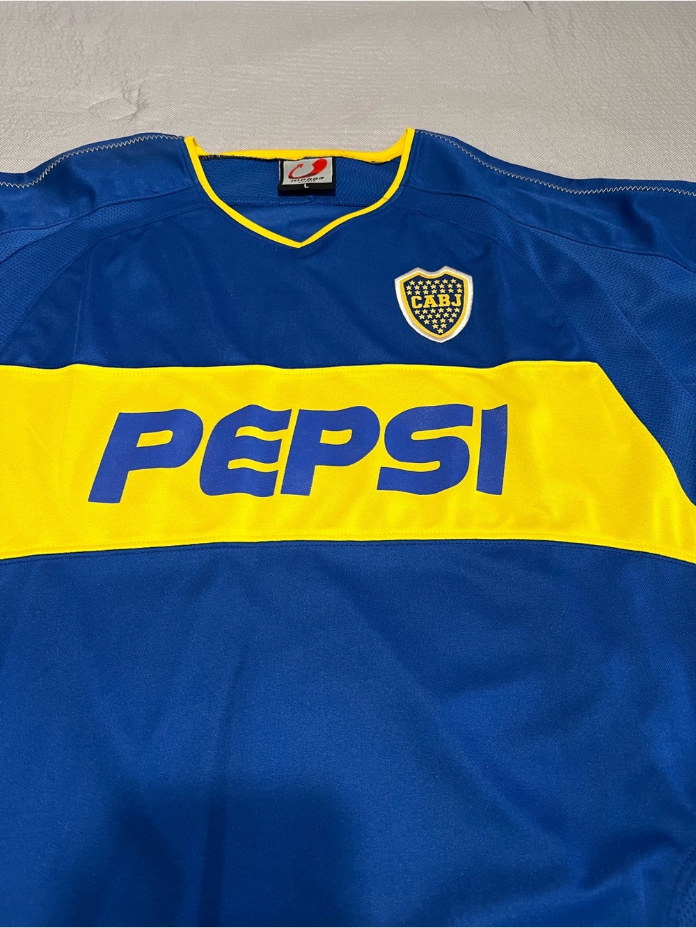 Vintage 2001 Boca Juniors Blue & Yellow Pepsi Soccer Jersey